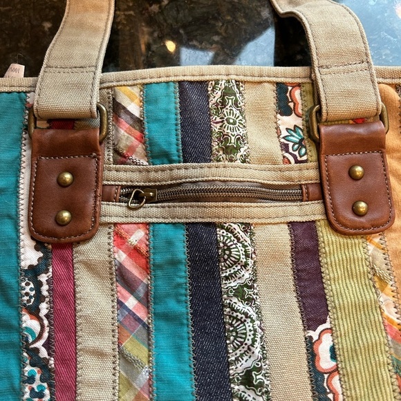 Bongo Y2K patchwork canvas tote. EUC. Boho. Hippie. Pockets and storage. Artsy - Picture 9 of 15